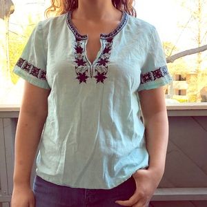J.Crew Little linen top with Embroidery